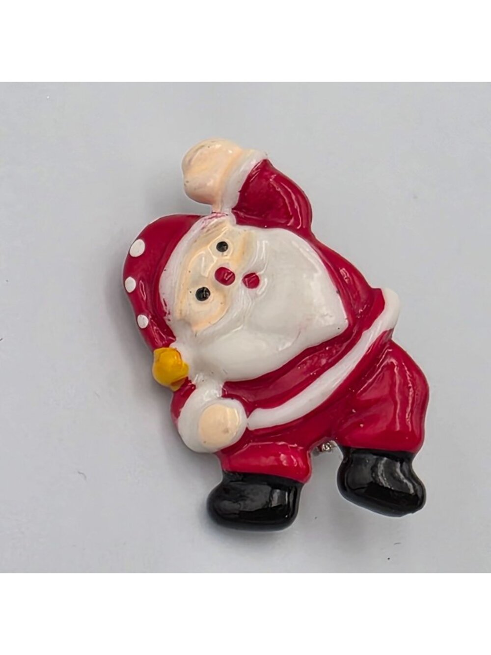 Vintage Santa Claus Christmas Pin Brooch Red/White Plastic Holiday Accessory 1.5